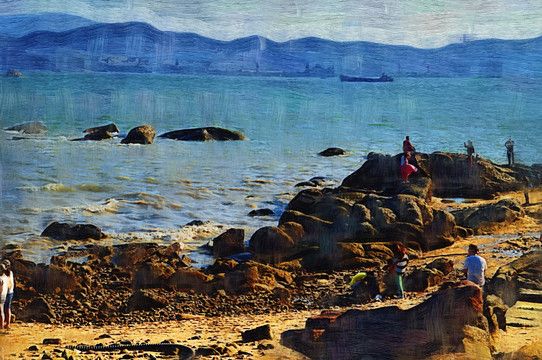 風(fēng)景油畫 海景