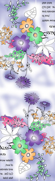 长巾花卉英文抽象数码印花图案 未分层