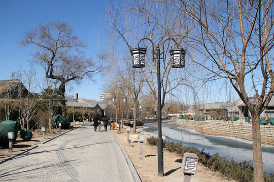 北京胡同 南锣鼓巷建筑 街景 路灯