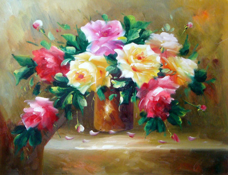 花卉 装饰画 油画 现代油画 欧式花卉 古典花卉 玫瑰花