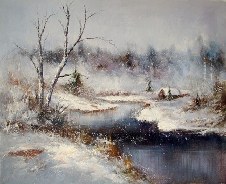 風(fēng)景畫 裝飾畫 油畫 無(wú)框畫 雪景 抽象無(wú)框畫
