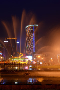 成都天府广场夜景喷泉