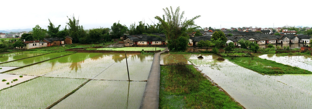 客家村居全景图