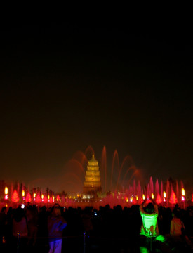 大雁塔喷泉夜景