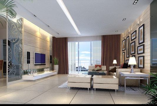 现代迪拜客厅设计效果图