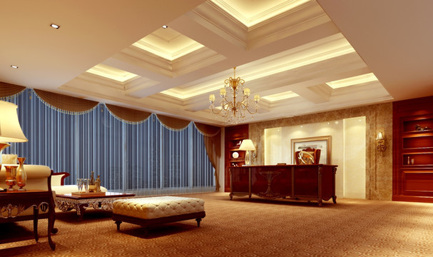 欧式木纹风格豪华客厅设计