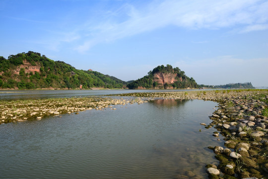 乐山河滩凌云山乌尤山