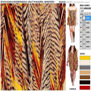 服裝面料印花圖 羽毛