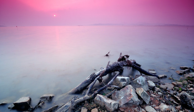 太湖日落夕阳