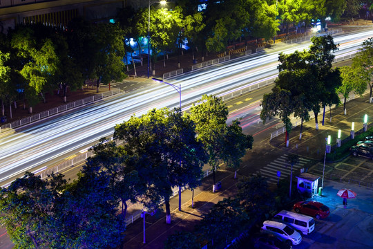 马路车流 夜景