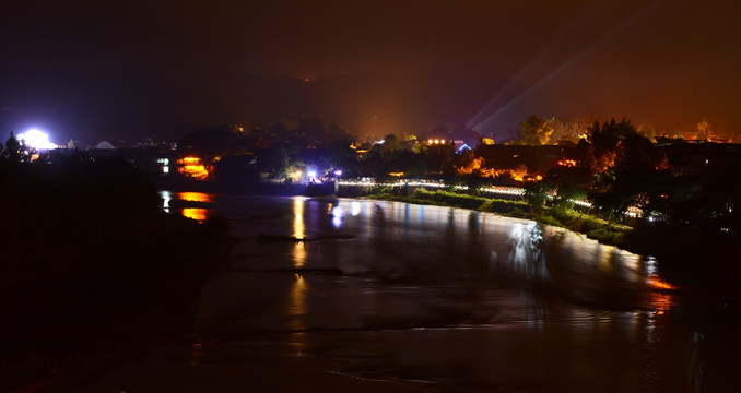 古镇黄龙溪夜景