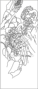 線描向日葵
