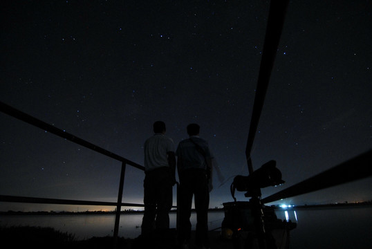 新会 七堡 星空 夜景 潭江