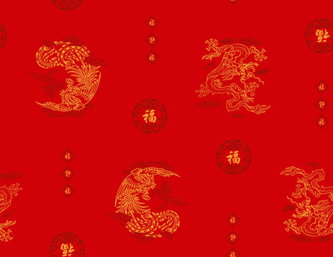 龍鳳吉祥服裝印花圖案