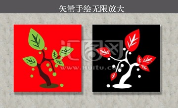 手繪矢量樹 無框畫
