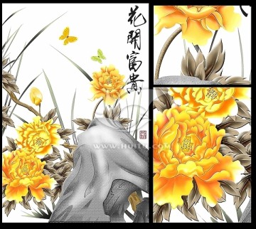 艺术玻璃写真 花开富贵