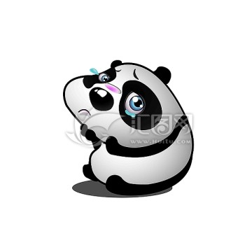 可爱卡通小熊猫伤心