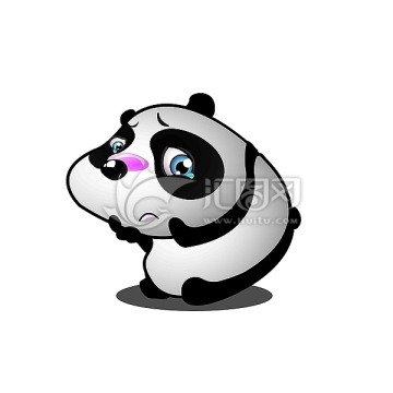 可爱卡通小熊猫委屈