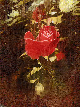 油画  抽象画  玫瑰
