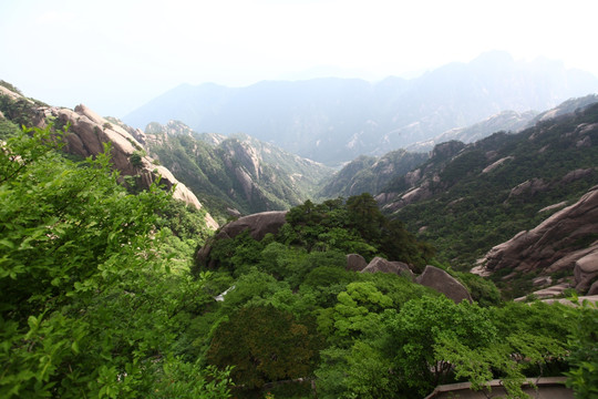 黄山 莲花峰 山路 峭壁 悬崖