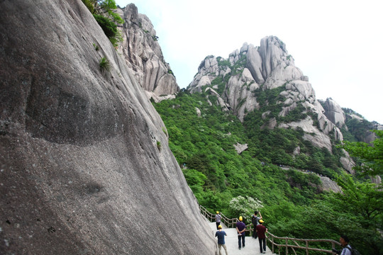 黄山 莲花峰 山路 峭壁 悬崖