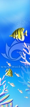 浮雕平開門寫真 海底世界