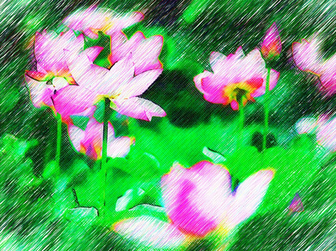荷花 裝飾畫(huà) 抽象畫(huà) 無(wú)框畫(huà)