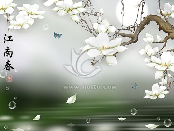 藝術(shù)玻璃浮雕背景   玉蘭