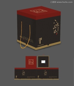 簡(jiǎn)潔風(fēng)格特產(chǎn)茶葉高檔禮盒設(shè)計(jì)（展開(kāi)圖）