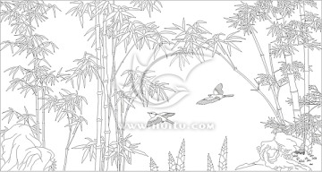 矢量刻繪單線圖    竹林