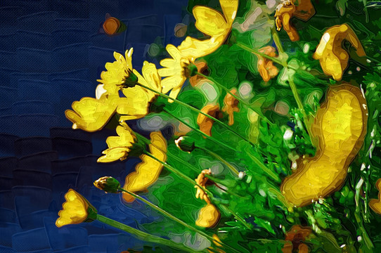 菊 油畫