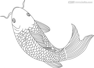 矢量 魚 魚躍龍門 線條 魚鱗