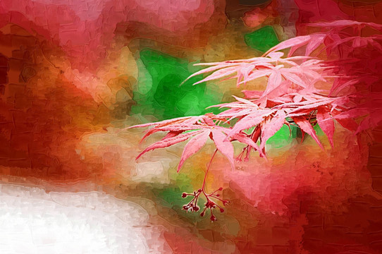 油畫 紅葉