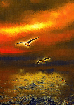油畫(huà) 海鷗