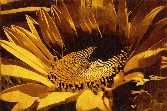 油画 抽象画向日葵
