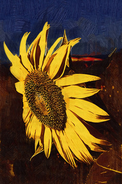 抽象画  油画向日葵