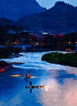 山水油畫