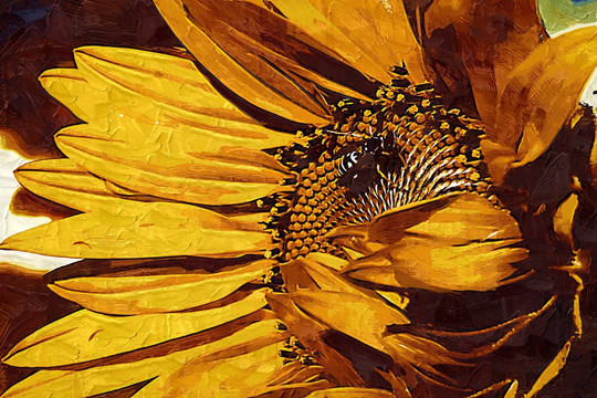 抽象画  装饰画向日葵
