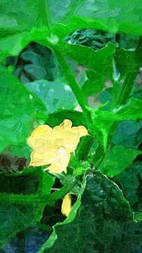 抽象畫  小黃花