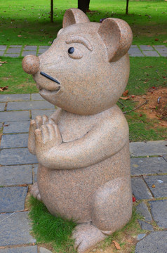 可爱老鼠生肖石雕雕塑