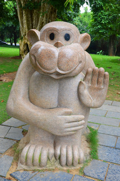 雕塑生肖猴子可爱石雕
