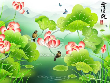 巨幅浮雕背景  愛蓮說