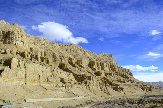 西藏风光 冲蚀地貌 高原公路