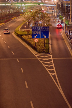 上海陆家嘴 夜景 街道