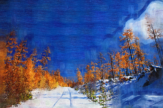 秋雪森林 電腦畫