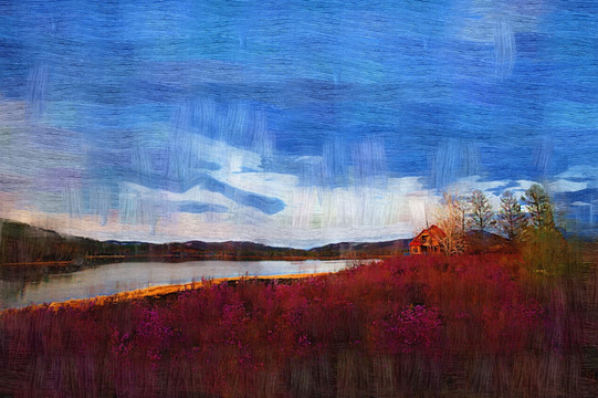 湖泊之春 电脑油画