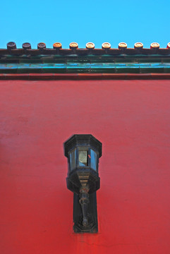 北京故宫 红墙 路灯