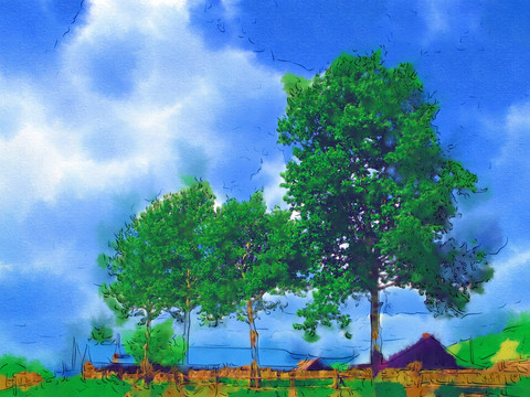 山村 電腦畫