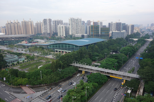 深圳建筑群 体育馆全景