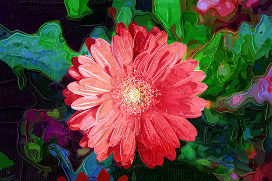 油畫 菊花